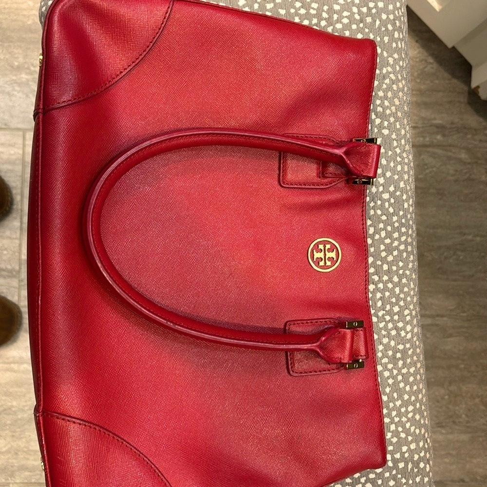 Tori Burch red  leather handbag